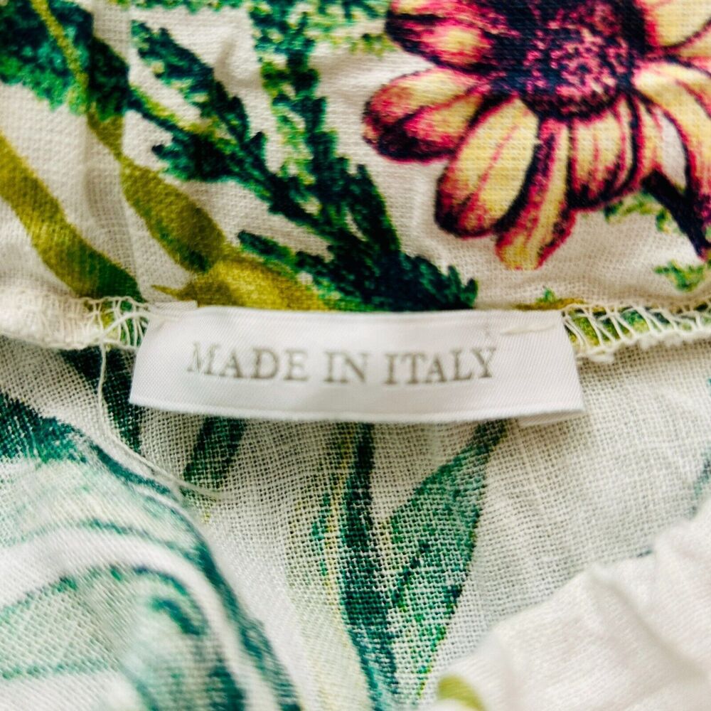 💐 Floral Print Scarf Skirt S/M Midi Colorful Boho Linen Texture Made in Italy - Picture 11 of 11